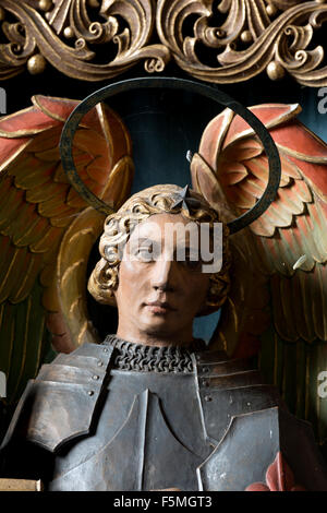 Archangel Saint Michael statue, St. George`s Church, Newbold Pacey, Warwickshire, UK Stock Photo